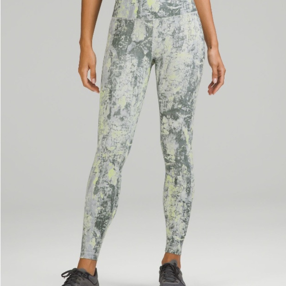 Lululemon Athletica Neon Yellow Tank and wunder Gray Patterned Leggings - Picture 4 of 11